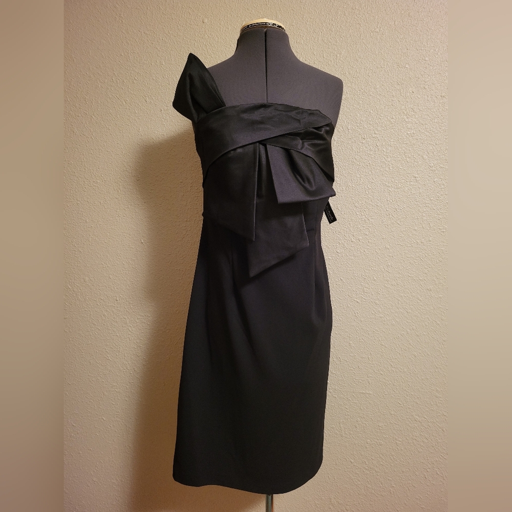 NWT R&M Richards Black One Shoulder Dress Size 10